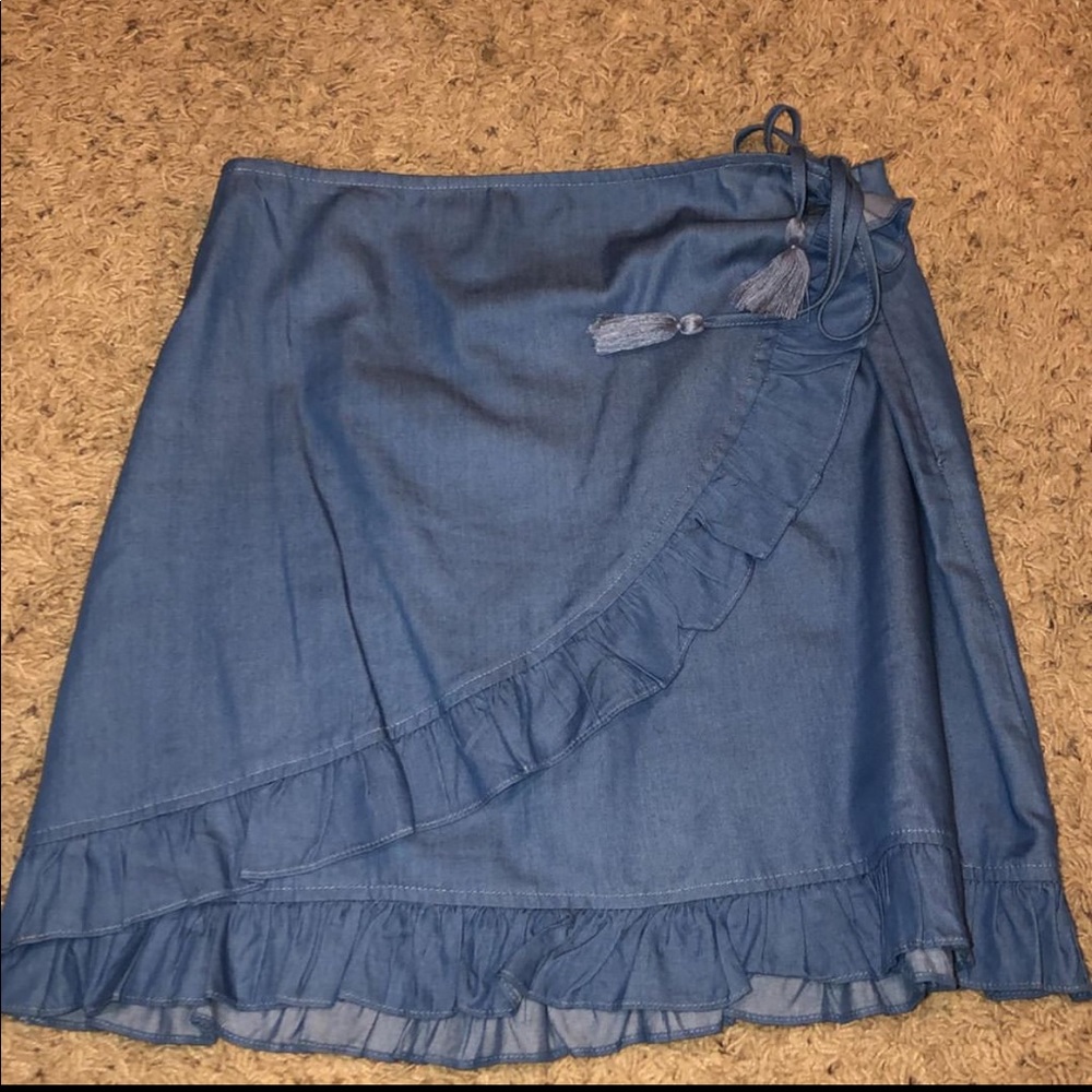 Denim wrap skirt